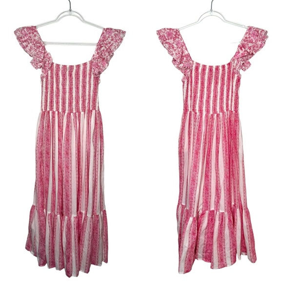 Mille | Olympia Dress in Pink Jaipur Stripe Large - Picture 3 of 8